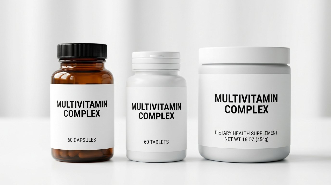 Nutritional supplement bottles, capsules, and protein tubs